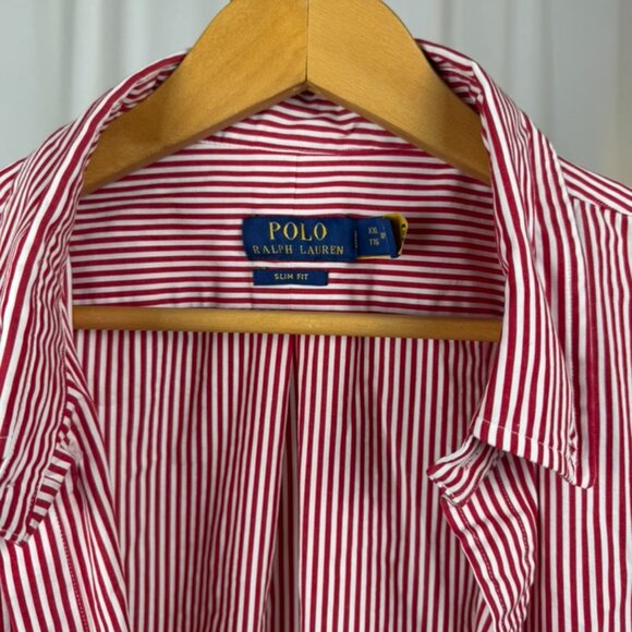 Polo Ralph Lauren Red White Stripe Button Down Men's Shirt XXL - Picture 3 of 8